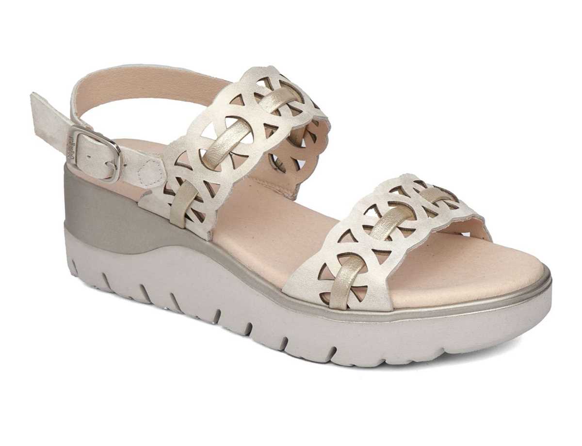 Sandalias Cuña Callaghan 26517 Uwanja Mujer Beige Dorados | FLE9465AJ