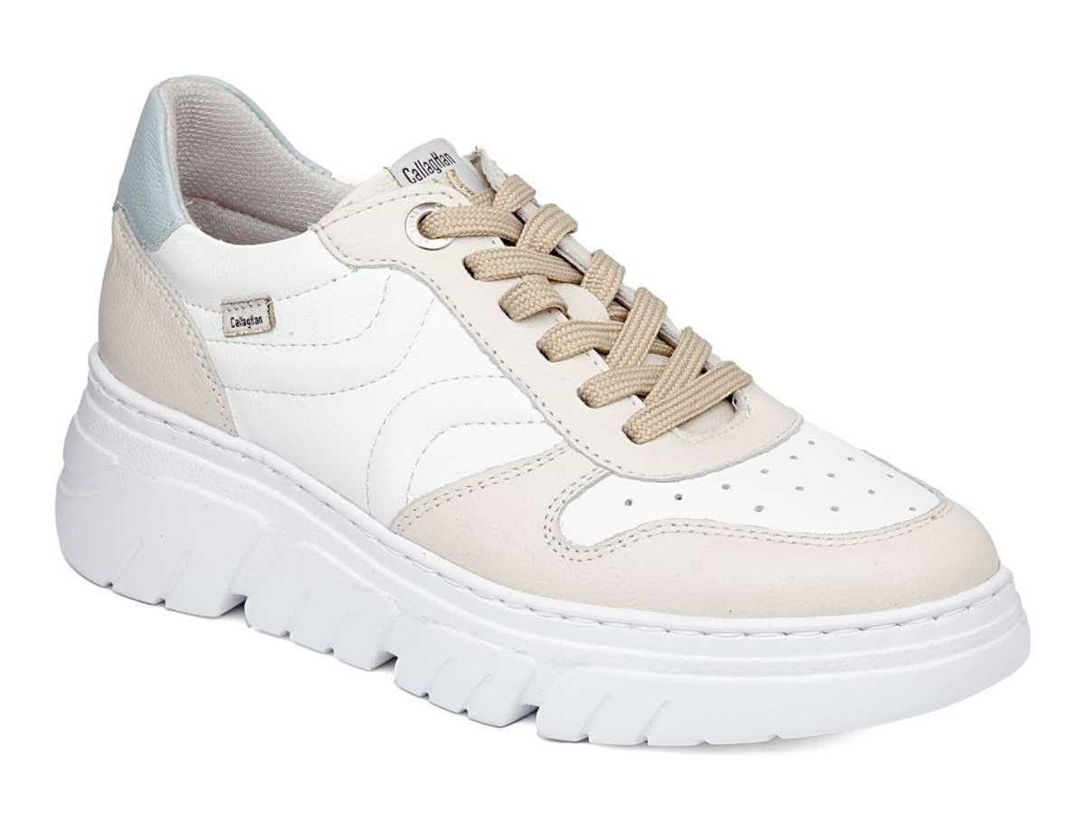 Tenis con Plataforma Callaghan 51806 Baccara Mujer Beige Blancos Azules | QYX2780AV