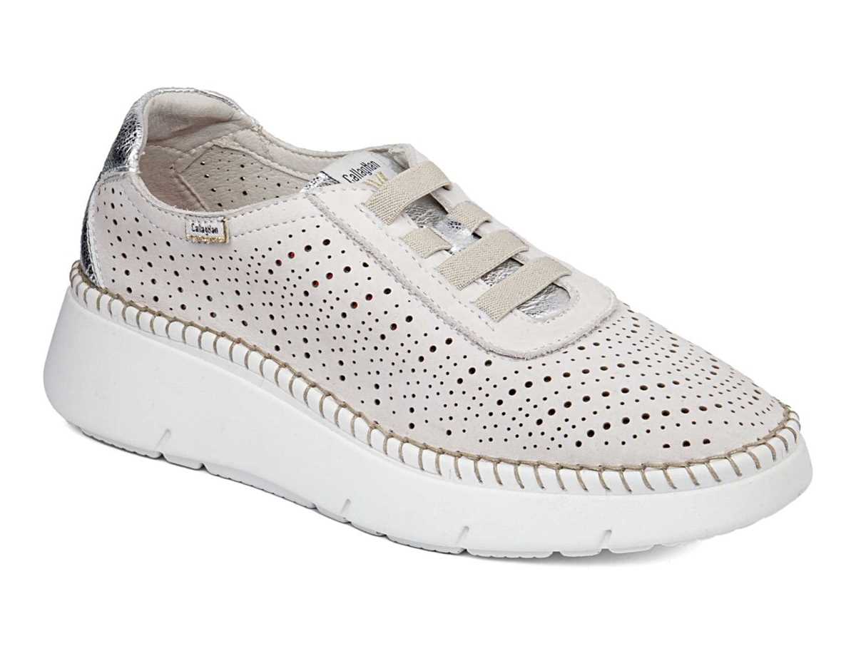 Tenis con Plataforma Callaghan 53600 Circular Sra. Mujer Blancos Plateados | SWQ4785EJ