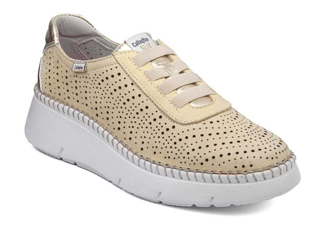 Tenis con Plataforma Callaghan 53600 Circular Sra. Mujer Amarillos Beige | ZSU5754EU