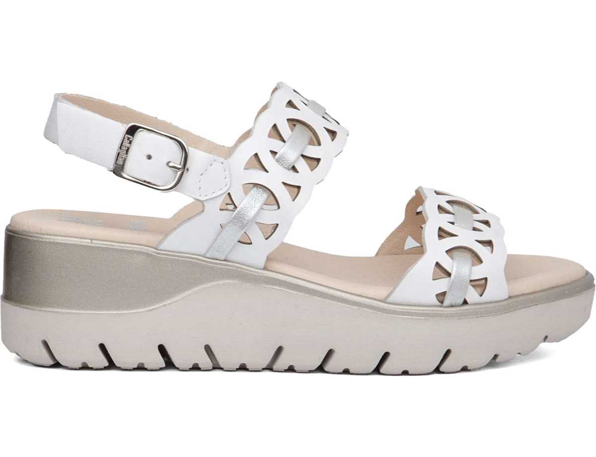 Sandalias Cuña Callaghan 26517 Uwanja Mujer Blancos Plateados | JYY51AR