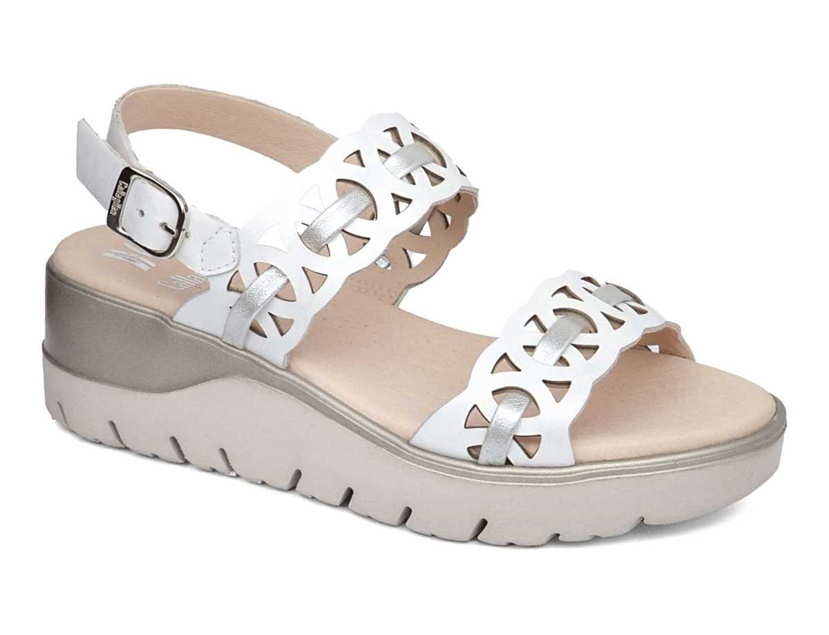 Sandalias Cuña Callaghan 26517 Uwanja Mujer Blancos Plateados | JYY51AR