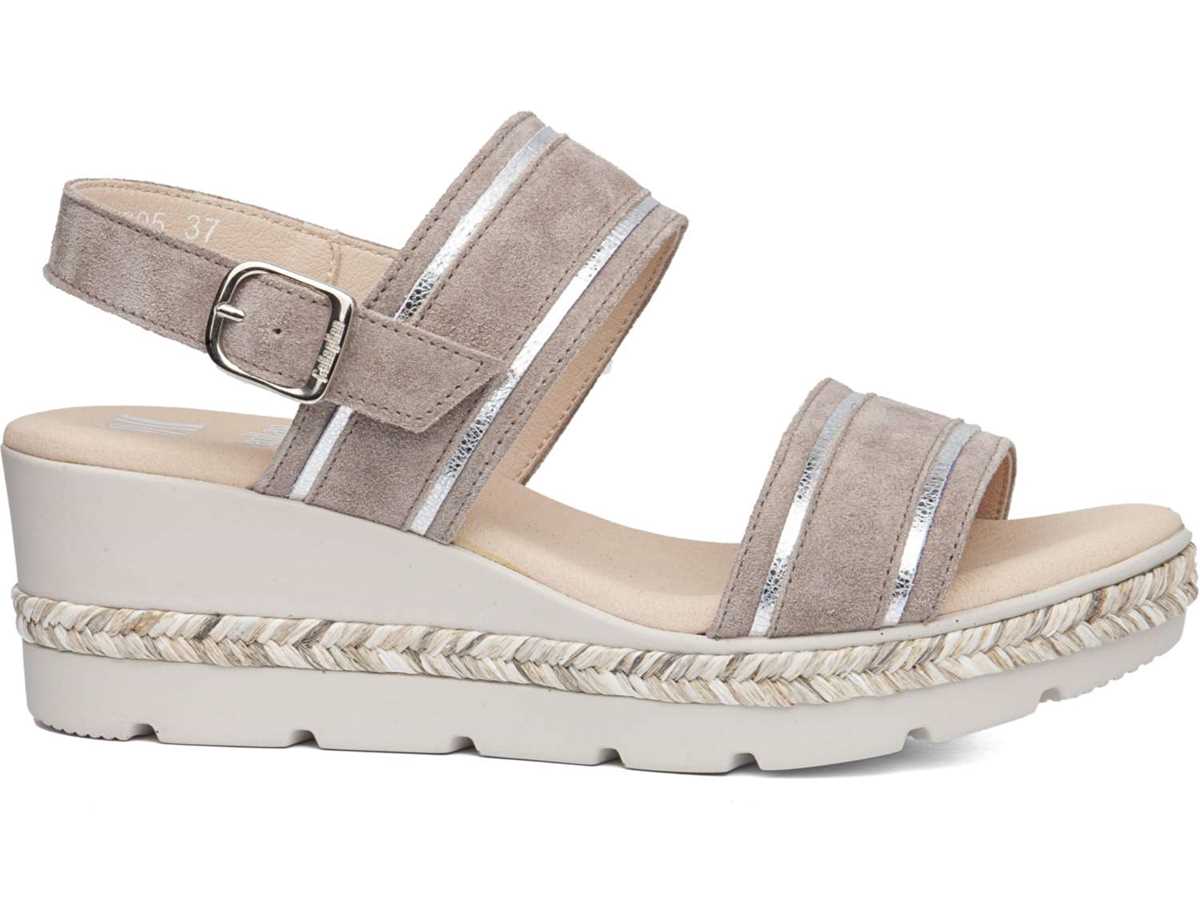 Sandalias Cuña Callaghan 29805 Mara Mujer Beige Plateados | TZB2569KC