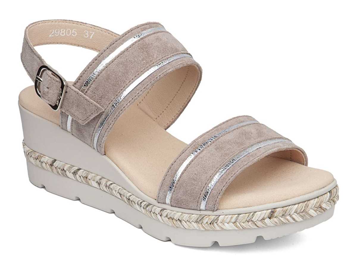 Sandalias Cuña Callaghan 29805 Mara Mujer Beige Plateados | TZB2569KC