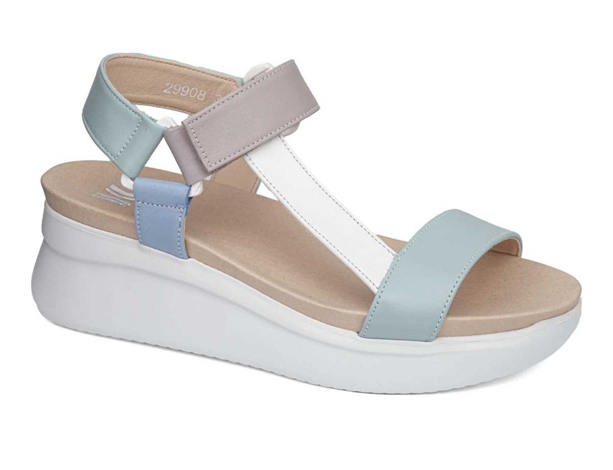 Sandalias Cuña Callaghan 29908 Llana Mujer Verdes Blancos Morados | QNC4369GN