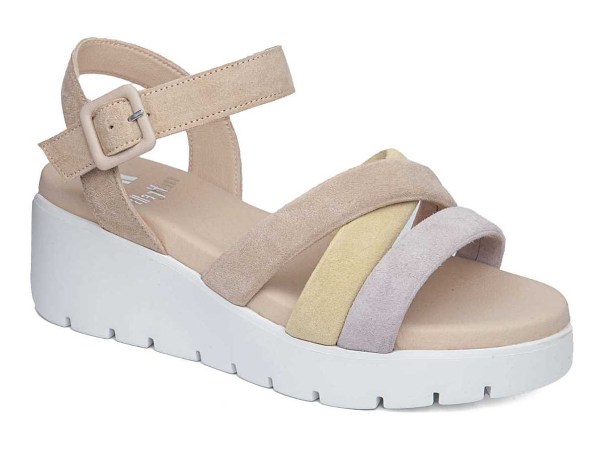 Sandalias Cuña Callaghan 32000 Bera Mujer Morados Amarillos Beige | KTC3883KA