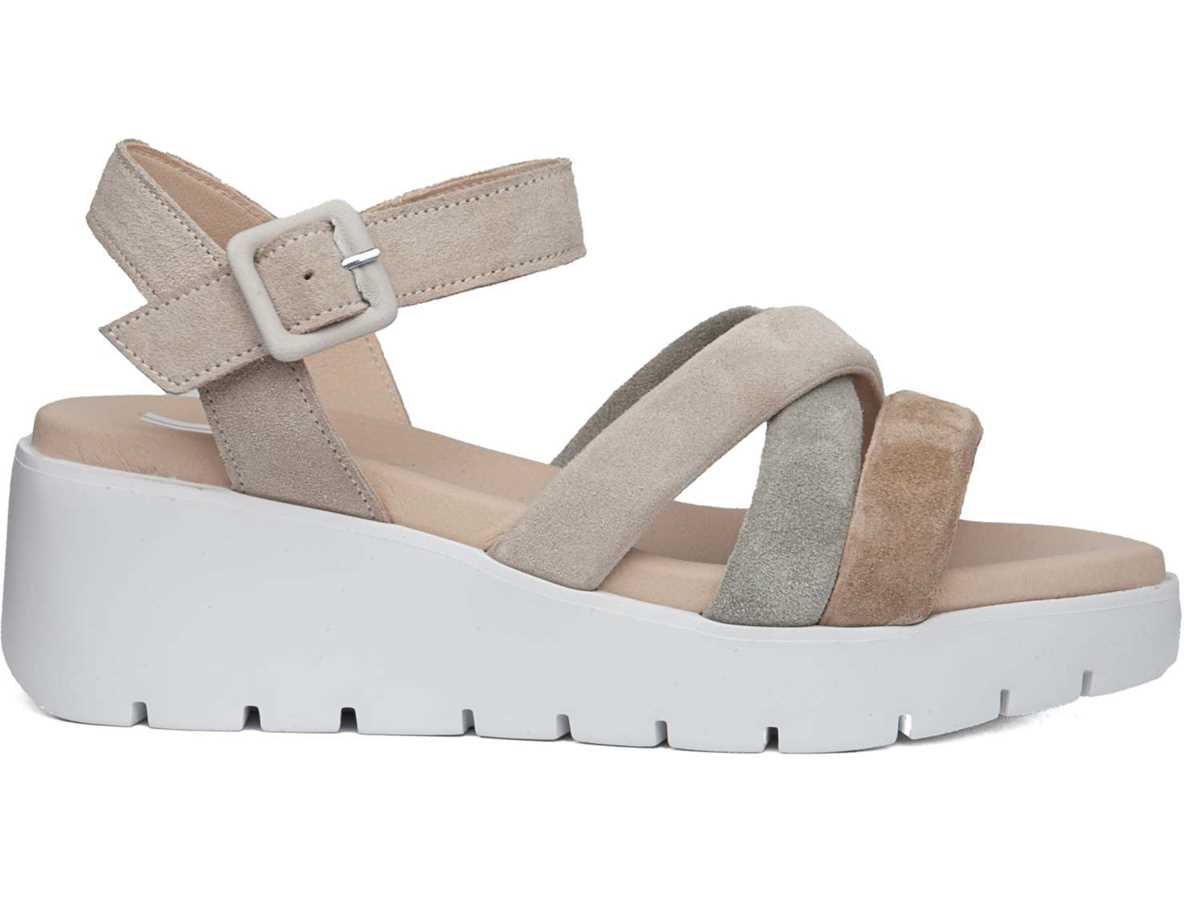 Sandalias Cuña Callaghan 32000 Bera Mujer Beige Verdes Marrom | QEP257MI