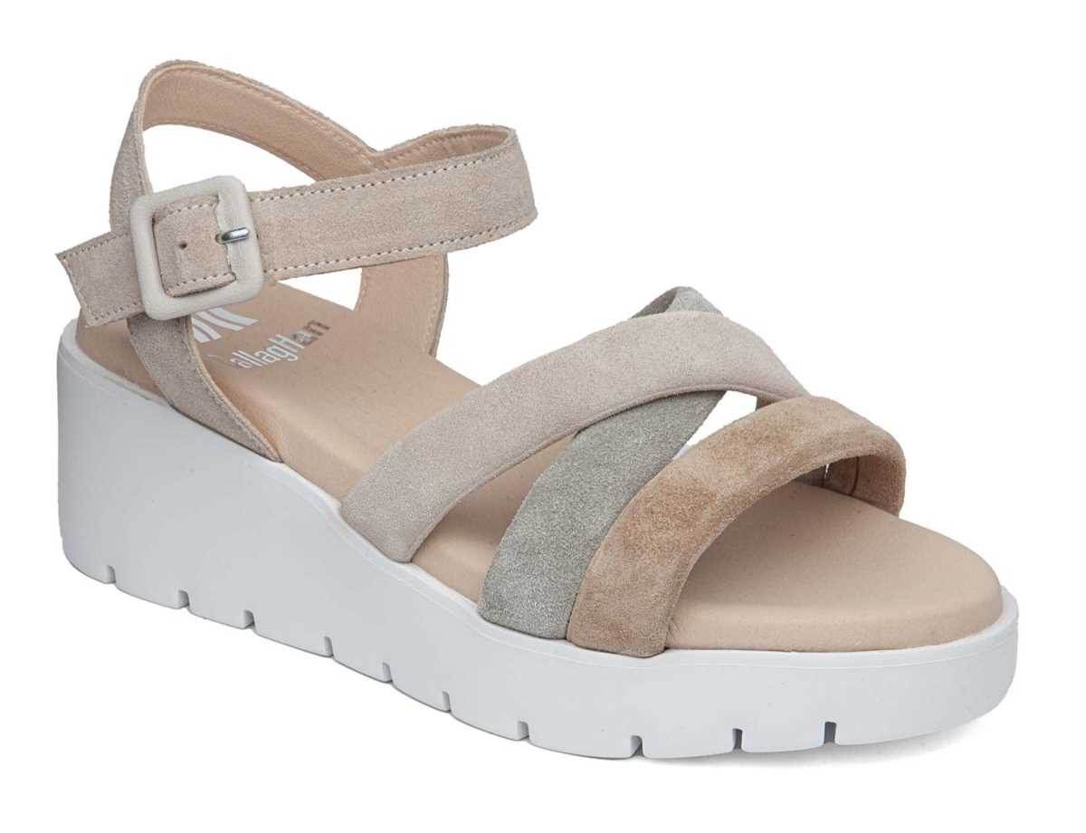 Sandalias Cuña Callaghan 32000 Bera Mujer Beige Verdes Marrom | QEP257MI