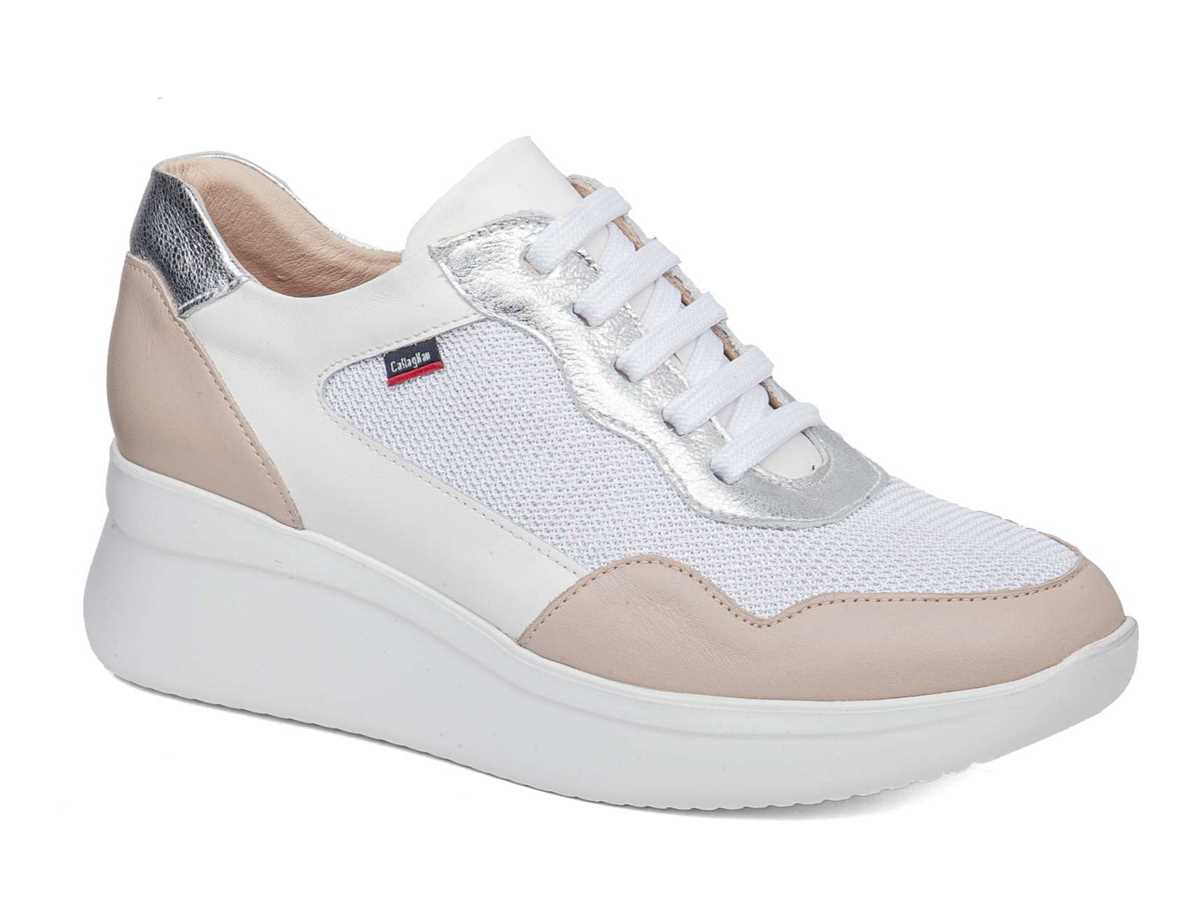 Tenis Callaghan 30002 Hanna Mujer Rosas Blancos Plateados | UUA3578IO