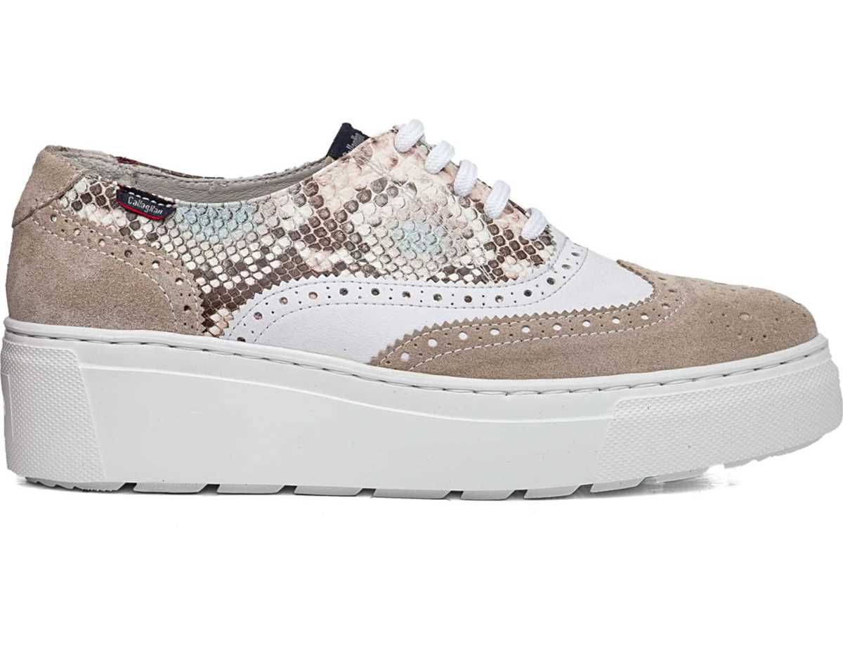 Tenis con Plataforma Callaghan 14926 Moon Line Mujer Beige Blancos | JMC383DA