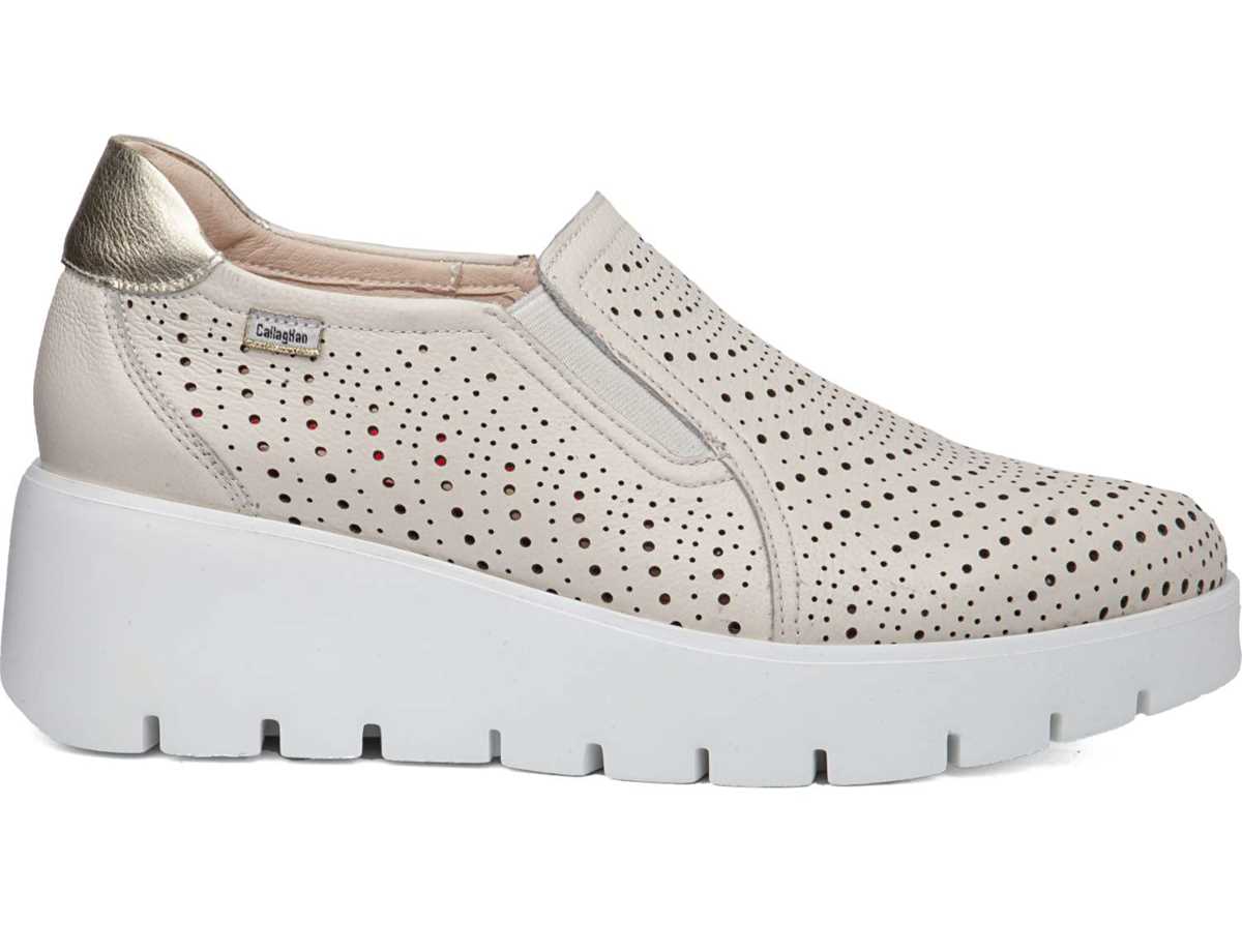 Tenis con Plataforma Callaghan 32103 Amal Mujer Blancos Beige | TJE6192YF