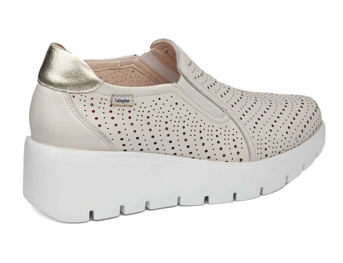 Tenis con Plataforma Callaghan 32103 Amal Mujer Blancos Beige | TJE6192YF