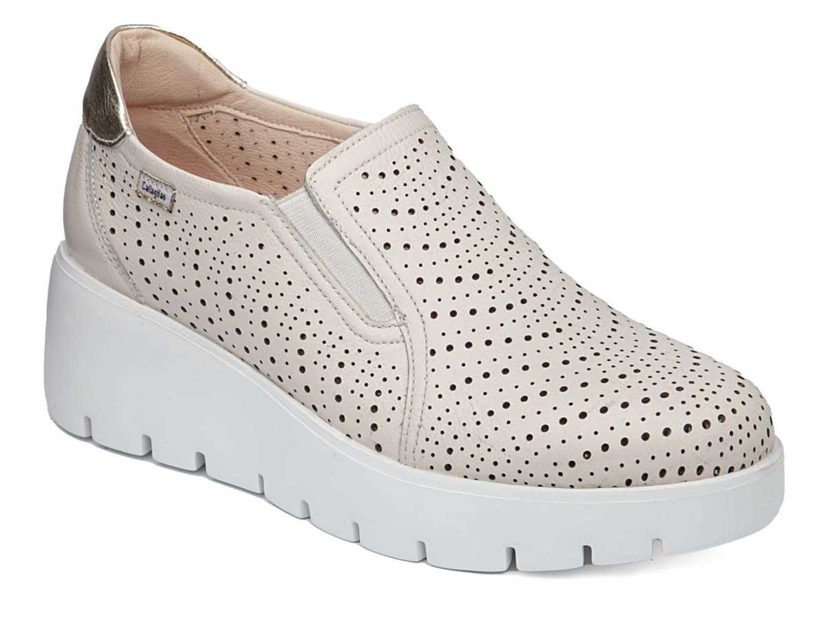 Tenis con Plataforma Callaghan 32103 Amal Mujer Blancos Beige | TJE6192YF