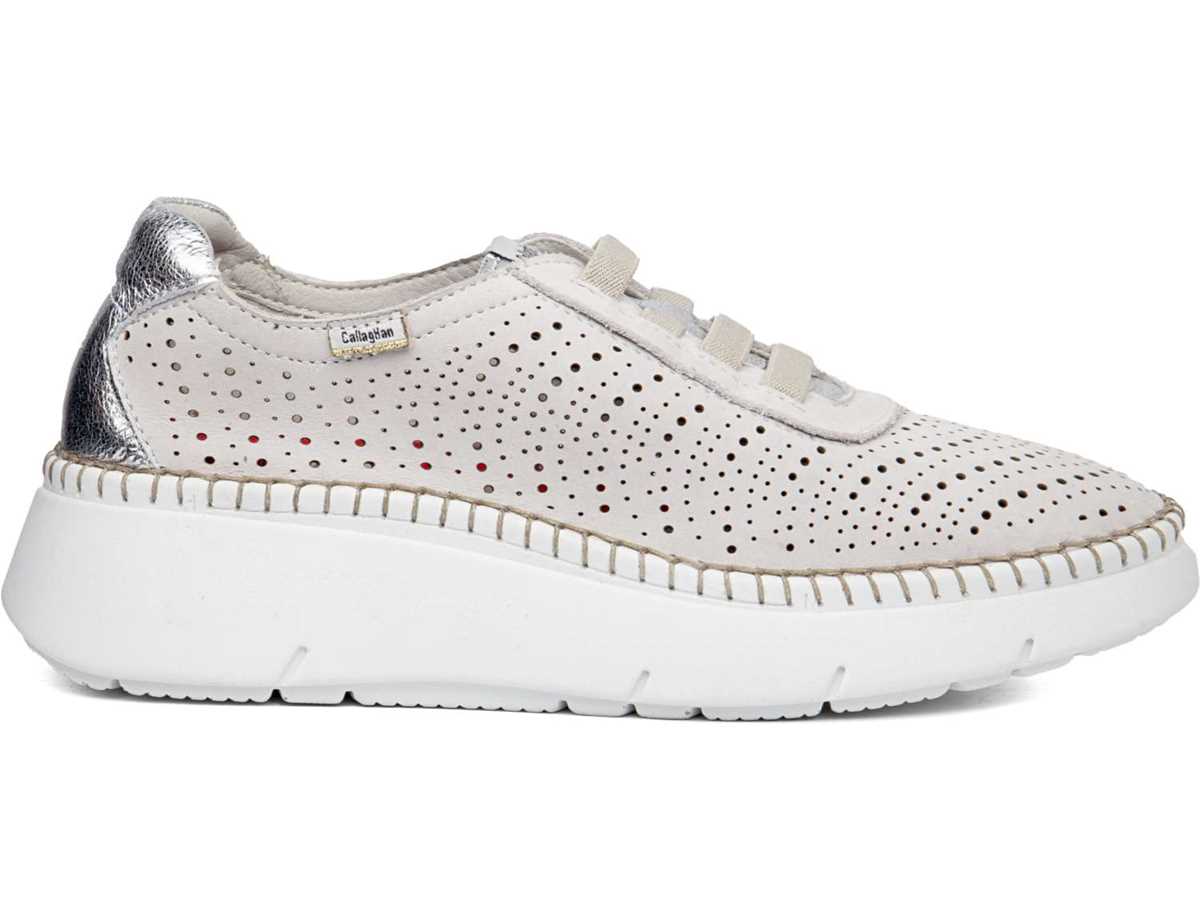 Tenis con Plataforma Callaghan 53600 Circular Sra. Mujer Blancos Plateados | SWQ4785EJ