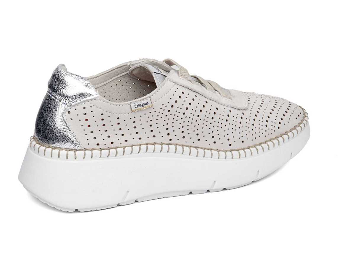 Tenis con Plataforma Callaghan 53600 Circular Sra. Mujer Blancos Plateados | SWQ4785EJ